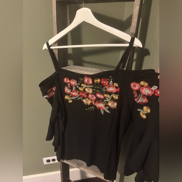 INC Embroidered Cold Shoulder Top - Picture 2 of 6